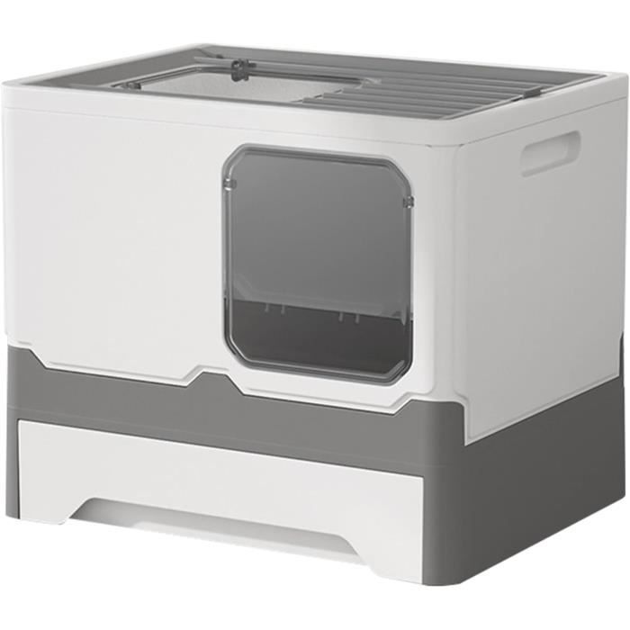 Comparer les prix de Gupamiga Bac Litiere pour Chat Fermée, Maison de Toilette pour Chat avec Plateau Amovible, Pelle à Litière, 45 × 35 × 38 cm, Gri125