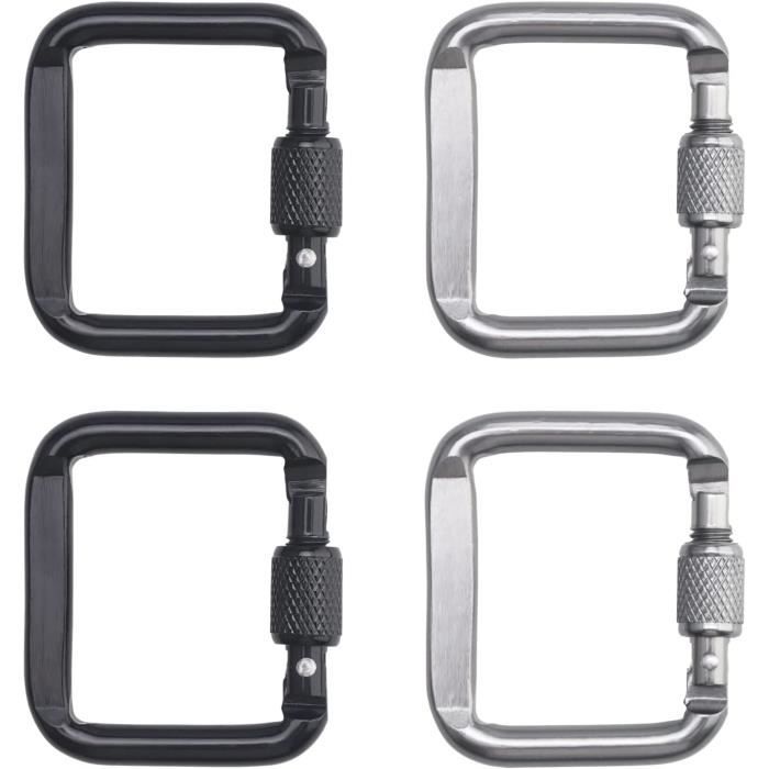 Mousquetons Aluminium TYFYH - Lot De 4 - Verrouillage à Vis - 20kg Charge Max - Pour Outdoor, Camping, Randonnée
