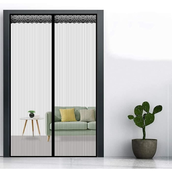 Moustiquaire Porte Fenetre Aimantée 145 X 205 Cm Aimantée Rideau Anti Mouches Installation Sans Outil Moustiquaire Rideau Pour Portes Balcon Cave Salon Camping Car, Blanc