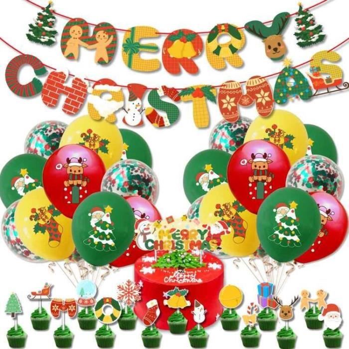 THOTCOC Ballons de décoration de fête de Noël, bannière MerryChristmas