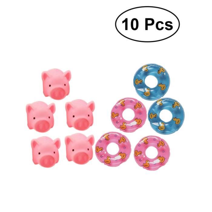 10 Pieces Rose Cochon Bebe Jouets De Bain Avec Mini Anneaux De Squeaker Education Mignon Amusant Baignoire Pour Enfants Poupee Cdiscount Jeux Jouets