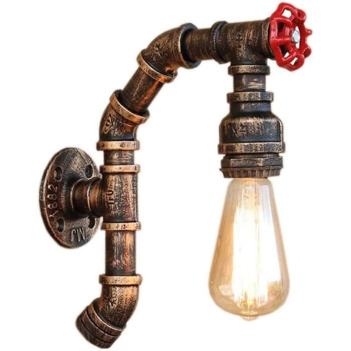 Lustre Industriel Steampunk 5 Lumières - Fer, Tuyaux, Ampoules Edison (exclues)