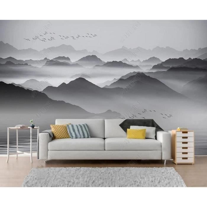 Papier Peint Panoramique 3D Paysage Noir Et Blanc Abstrait Papier Peint ...
