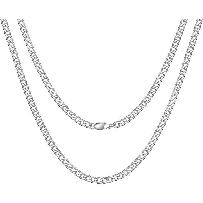 Chaîne Collier Femme Fine 2Mm En Acier Inox-Plaqué Or Jaune-Rose-Noir