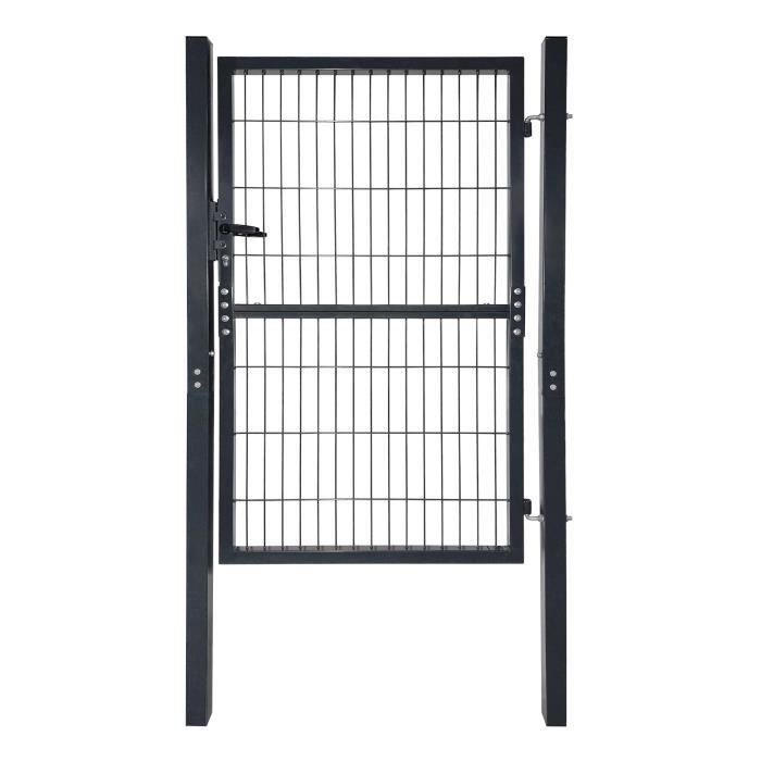 SONGMICS Portillon en Acier Galvanisé, Portail de Clôture, Porte de Jardin, avec Serrure