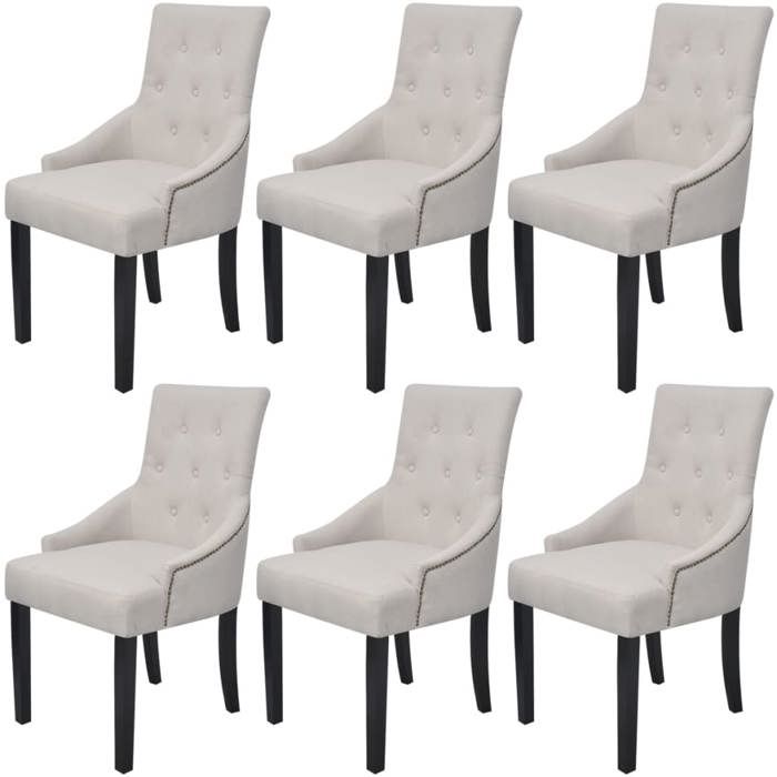 VidaXL Chaises de salle à manger 6 pcs Gris crème Tissu  Cdiscount Maison