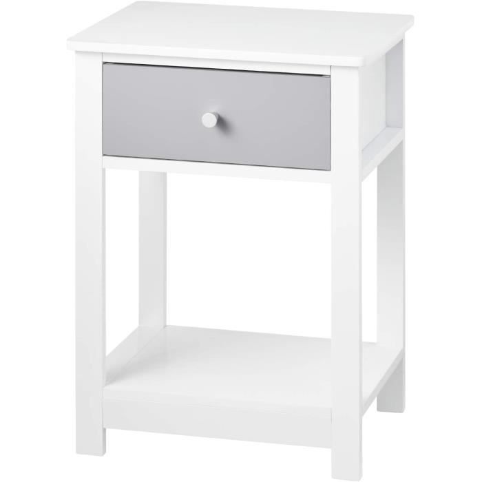 woltu table de chevet - blanc l 40 x p30 x h 55cm avec tiroir - table de nuit en mdf