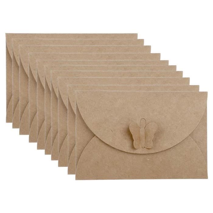 Lot De 100 Enveloppes Papier Kraft HAKACC Avec Fermeture Cœur - Parfait Pour Saint-Valentin, Noël Et Mariages