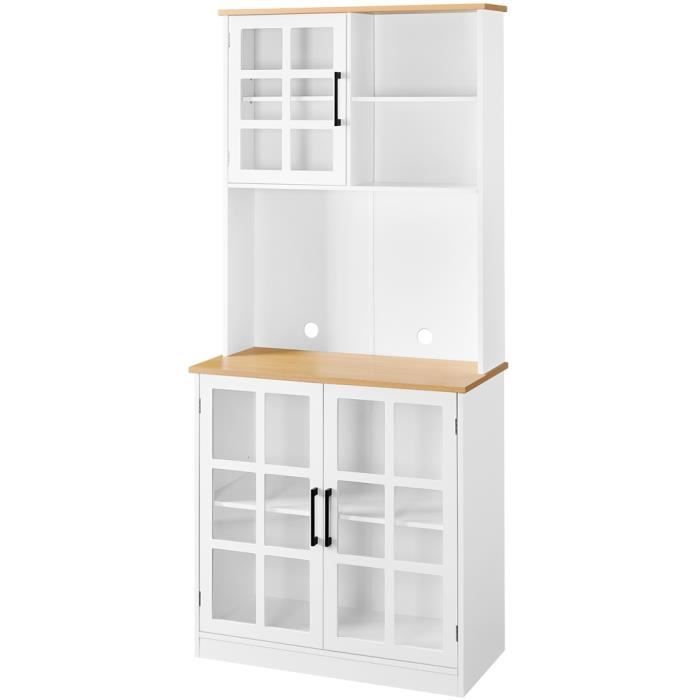 YAHEETECH Buffet de Cuisine Armoire de Cuisine Meuble Salle à Manger Haut Buffet Salon Rangement Étagère Réglable 80×37×183 cm MDF YAHEETECH Buffet de Cuisine Armoire de Cuisine Meuble Salle à Manger Haut Buffet Salon Rangement Étagère Réglable 80×37×183 cm MDF