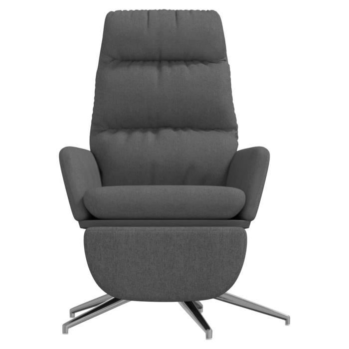 hua - fauteuils - chaise de relaxation avec repose-pied gris foncé tissu - yos7734920503251