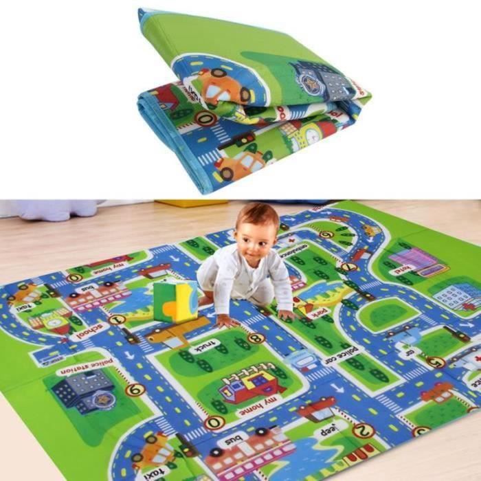 Meilleurs prix pour HE13903-Tapis de Jeu Circuit Voiture de Course Tapis Rampant pour Bébé Enfant Tapis Pique-nique - 130x160x0.5cm