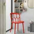 Chaises en polypropylène au design moderne pour bar, cuisine et jardin Flow, Couleur: Rouge-1