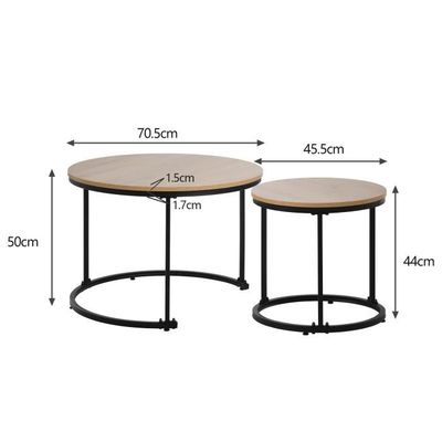 Table Basse Ronde Table Gigogne 2 Pièces Table d'Appoint (50x70.5 cm /  45.5x44cm) Haute Qualité - Cdiscount Maison