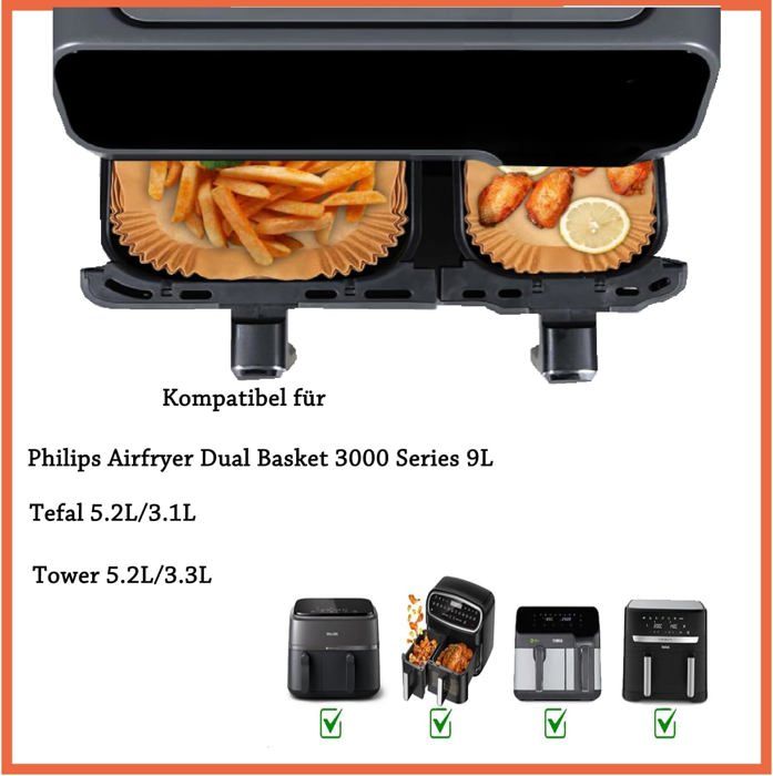 Philips Air Fryer Série 5000 Double Panier avec cuisson vapeur - 9L, RapidAir Plus, 19 modes de