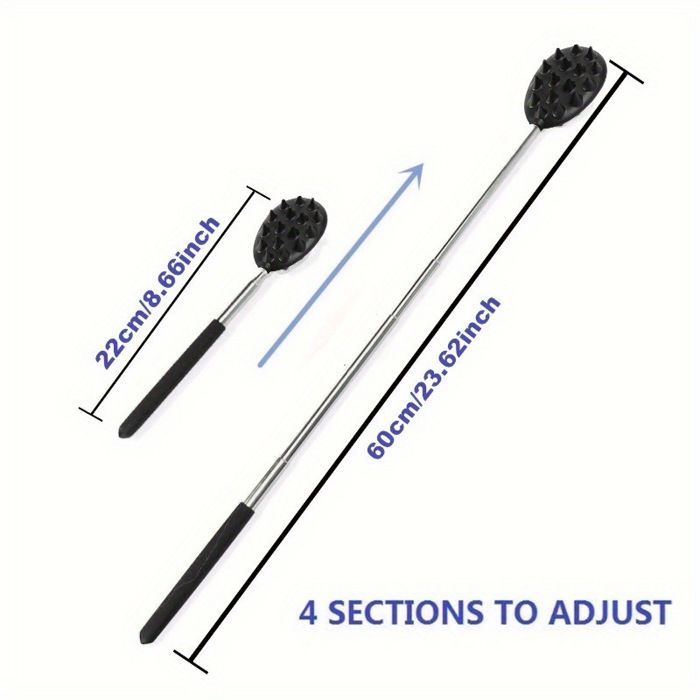Gratte-dos Télescopique - Outil Anti-démangeaison, Masseur De Dos, Longueur 19 Cm, Bleu, Acier Inoxydable - Neuf