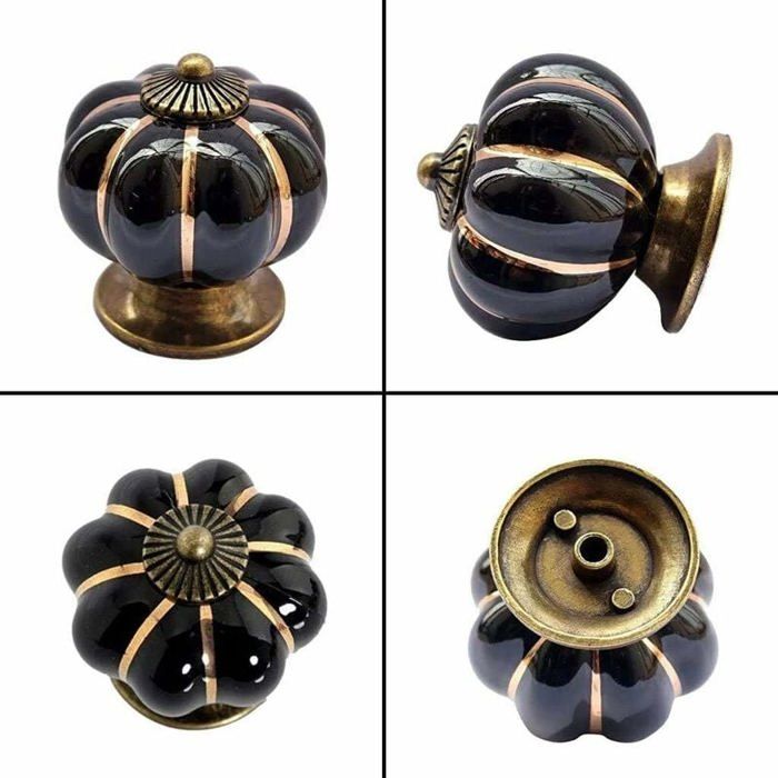 10 Boutons De Tiroir Céramique 38mm – Forme Citrouille, 5 Couleurs Vintage