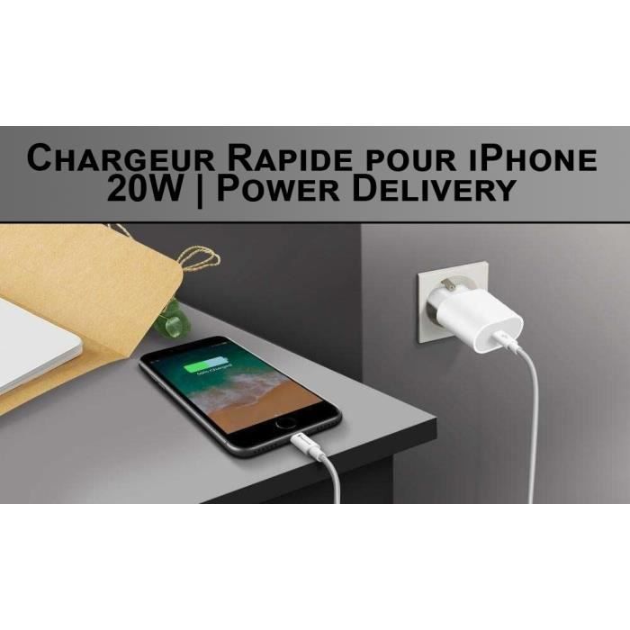 Chargeur pour iPhone Apple Câble USB-C vers Lightning - Mi Store