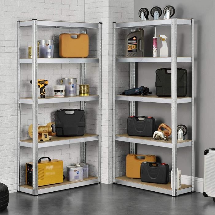 Monzana Étagère Métallique 5 Niveaux 180x90x40cm - Charge 875kg - Rangement Garage Atelier
