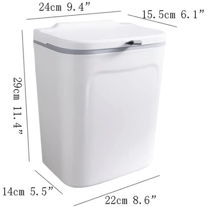 Petite poubelle de cuisine suspendue, mini poubelle pliable pour armoire /  voiture / chambre / salle de bain, plastique, 2,4 gallons, café