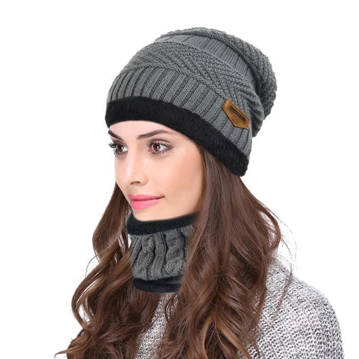 Vbiger Bonnet homme cache cou, gris gris Cdiscount Prêt-à-Porter