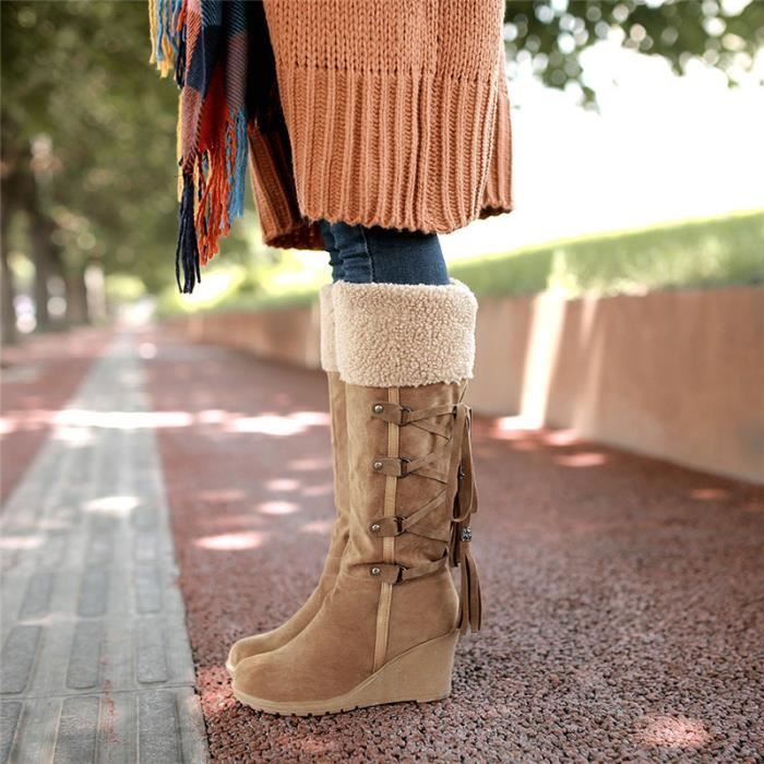 Bottes Femmes Marque de Luxe Hauteur Augmentation Qualite Superieure Plus Taille 35 43