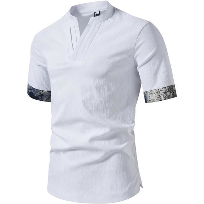 Tee shirt grand col v homme deals