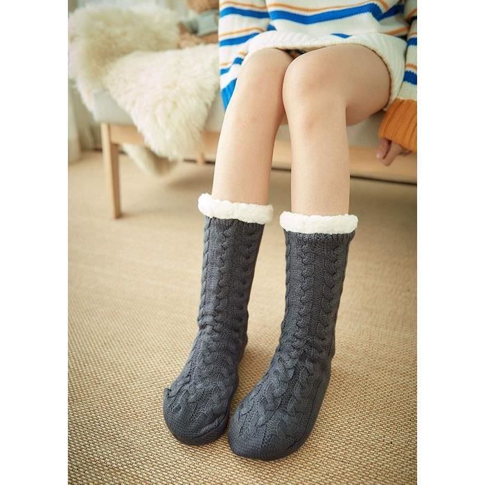 Chaussettes Molletonné Blanche Femme Winter Socks Sherpa