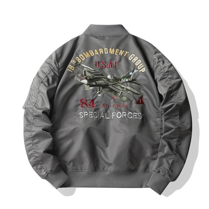 Bomber Homme Gris Blouson Pilote Impermeable Motif Brode Mi saison Leger INSFITY Coupe standard Gris Cdiscount Pret a Porter