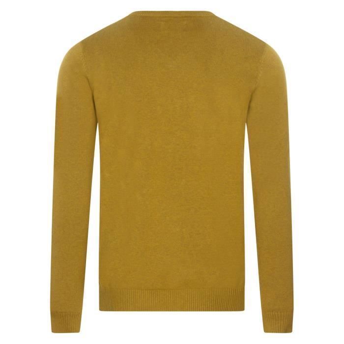 Pull coton col V Teddy Smith jaune Jaune moutarde Cdiscount Pret a Porter