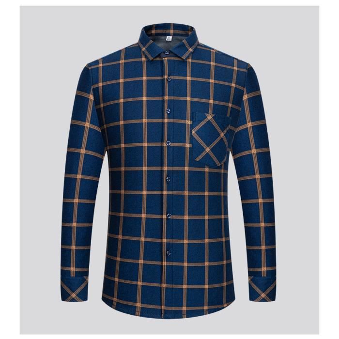Chemise Homme Doubl e polaire Hiver Col revers Manches longues