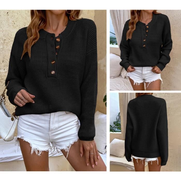 Pull col boutonné femme shop