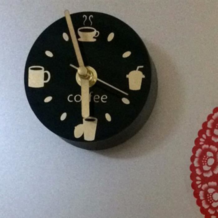 Horloge magnétique de réfrigérateur Portable, aimant décoratif, motif de  café, horloge de réfrigérateur, autocollant magnétique, horloge murale -  AliExpress
