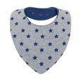 Bavoir bandana bébé garçon - lot de 5 - doublé coton éponge et polaire - triangle - pression - mixte bleu marine blanc avec motif --2