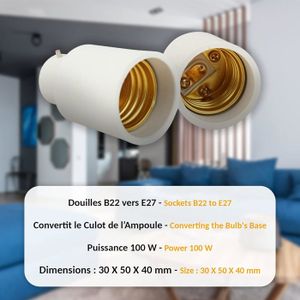 Adaptateur Douille SIM GOLD LEAF B22 Vers E27 | Transforme Baïonnette En Vis | Norme CE RoHS