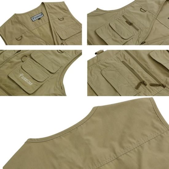 Gilet De Pêche à La Mouche Ausable - Homme XL - Kaki/marron - Multi Poches