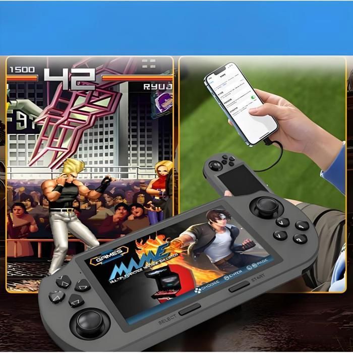 XF43 Console De Jeu Portable Rétro – écran IPS 4,3", 15 000 Jeux, 64 Go, Batterie 3000 MAh, Système Linux, étui Inclus