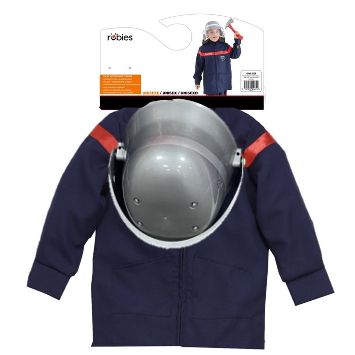 Déguisement Pompier Enfant 3 à 5 Ans Set Complet avec Casque, Veste et Extincteur à Eau Jouet Costume d'Imitation pour Fête et Jeux de Rôle