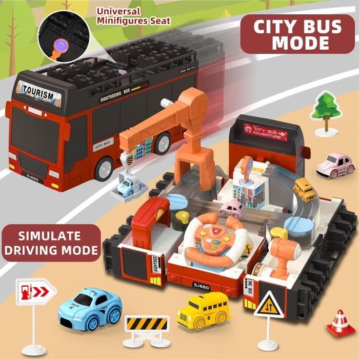 Bus à Impériale 1/50 Pour Tout-petits, Véhicules De Jeu En Alliage Moulé Sous Pression Avec Sons Et Lumières, Jouets De Voitures De Ville Avec Portes