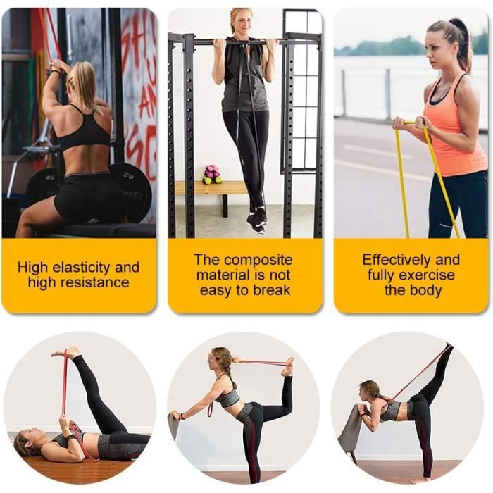 Lot De 3 Bandes élastiques Victoper – Résistances 10-65 Lbs, Avec Ancre De Porte Et Sac De Rangement, Pour Musculation Et Yoga