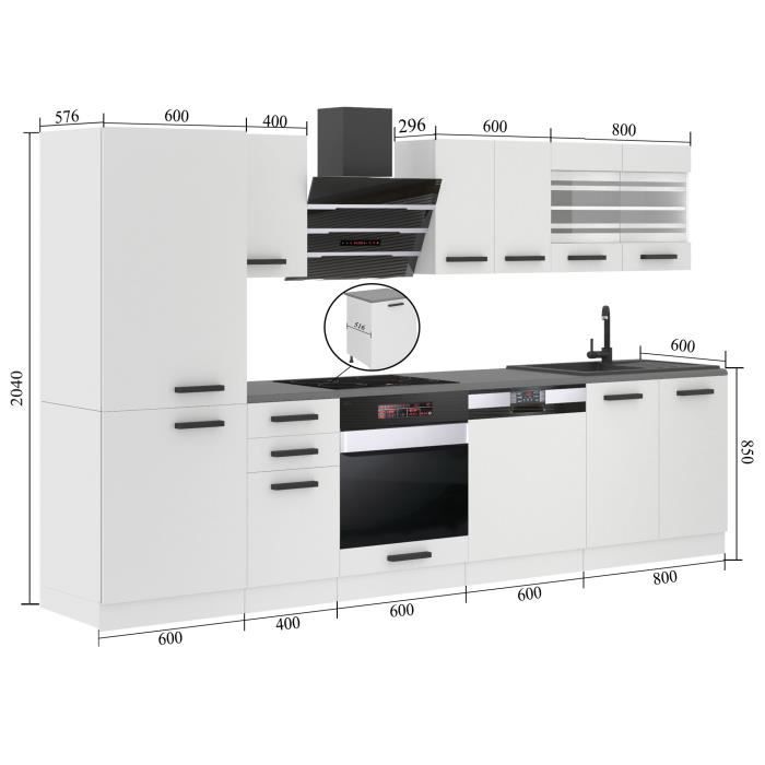 Cuisine Complète - B BELINI GROUP - Modèle CINDY - Ébène Royal - 300 cm ...