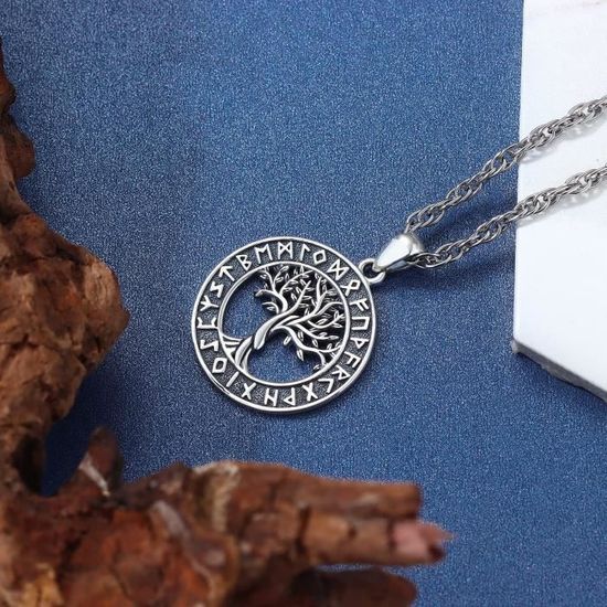 Collier Arbre De Vie Homme Pendentif Viking Bijoux En Argent