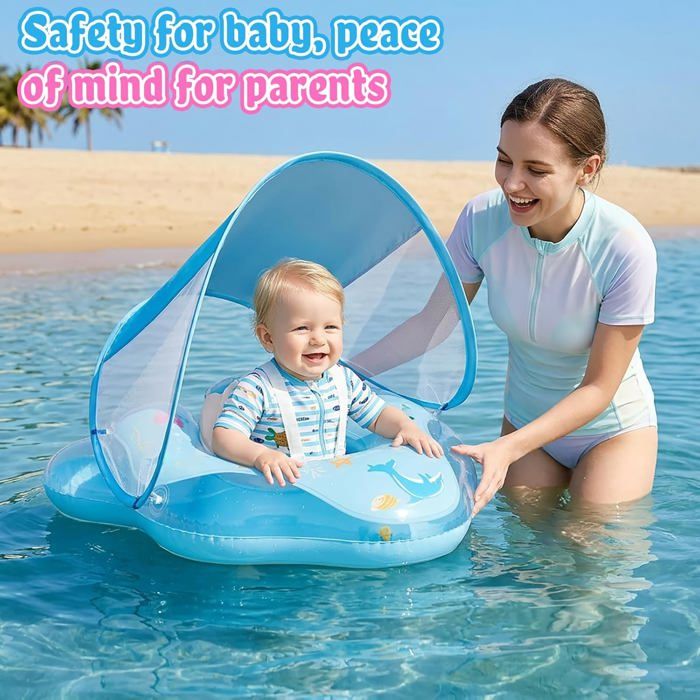 Bouée bébé avec pare-soleil UPF50+ et volant de jeu - Kit de patch inclus - Piscine pour tout-petits 1 à 4 ans, violet - Sport Bouée bébé avec pare-soleil UPF50+ et volant de jeu - Kit de patch inclus - Piscine pour tout-petits 1 à 4 ans, violet - Sport