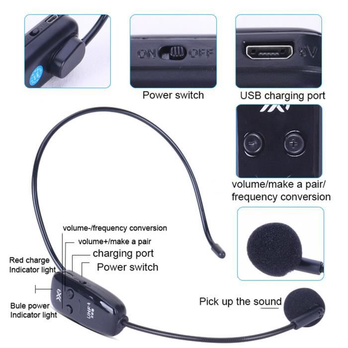 Microphone sans fil, casque, micro pour amplificateur de voix,  haut-parleur, Guide d'enseignement - Cdiscount Informatique