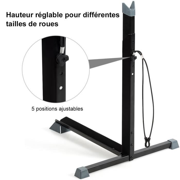 Pieds D'atelier Centreur De Roue De VéLo,Pied Atelier Velo,Supports De Roues De VéLo,Rangement Velo Garage,VéLo De Route Vertical,Support Velo Atelier,IdéAl Pour Garage, Noir Pied Centrage Roue Vélo