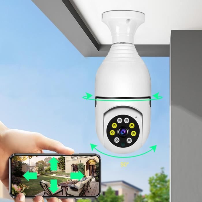 Generic - Caméra de sécurité sans fil WiFi ampoule caméra 1080p WiFi Smart  360 caméra de surveillance pour intérieur et extérieur - Webcam - Rue du  Commerce