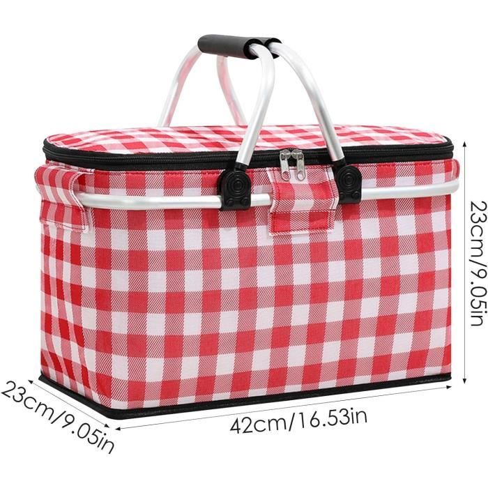 Panier De Pique-nique Isotherme 30L - Portable Et Pliable, Isolation Thermique, Pour Camping, Plage, Courses