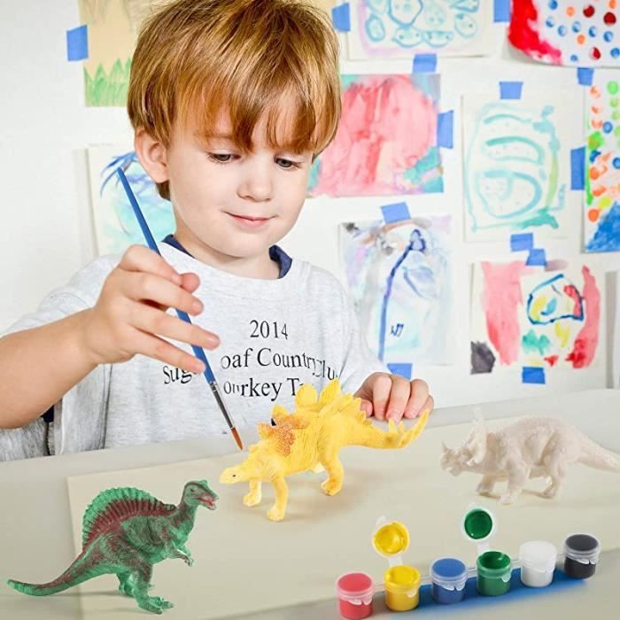 Kit Magnets Dinosaure à Peindre - 7 Figurines Plâtre DIY Aimants Frigo Enfant 6-10 Ans