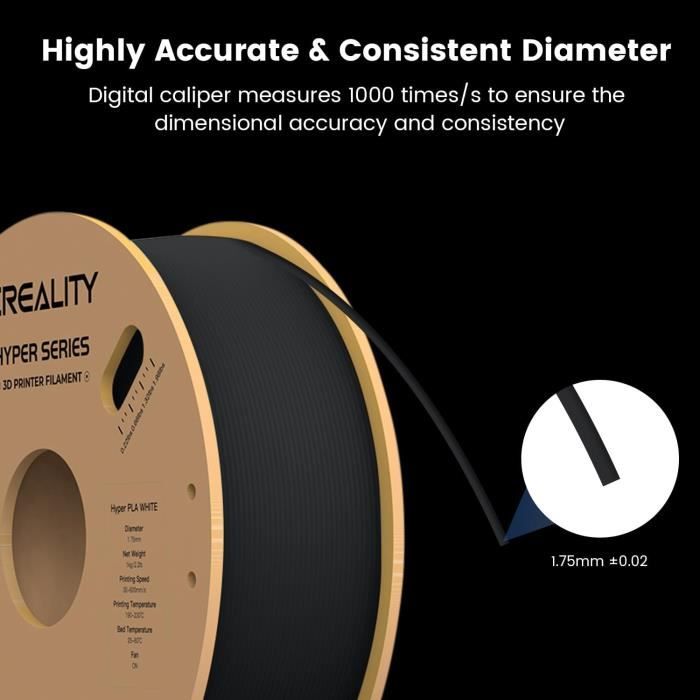 Filament d'impression 3D PLA Hyper Series - CREALITY - Noir - Vitesse  d'impression 30-600 mm/s - Cdiscount Informatique