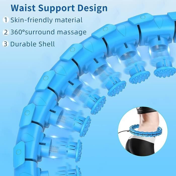 Hula Hoop Massage 24 Segments Réglable - Perte Poids, 360°, Adapté Débutants Et Adultes