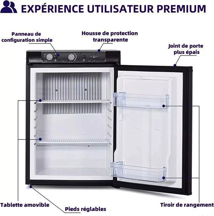 Techomey Réfrigérateur compact au propane pour véhicule récréatif de 0